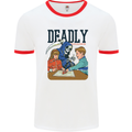 Deadly Games Ouija Board For Kids Grim Reaper Mens Ringer T-Shirt White/Red