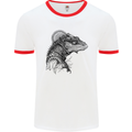 A Steampunk Iguana Lizard Reptiles Mens Ringer T-Shirt White/Red