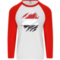 Torn Yemen Flag Yemeni Day Football Mens L/S Baseball T-Shirt White/Red