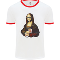 Kebab Mona Lisa Funny Food Mens Ringer T-Shirt White/Red