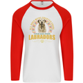 A Labrador Dog Mens L/S Baseball T-Shirt White/Red