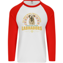 A Labrador Dog Mens L/S Baseball T-Shirt White/Red