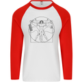 Gaming Vitruvian Gamer Funny Video Games Mens L/S Baseball T-Shirt White/Red