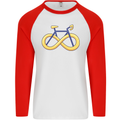 Infinity Bicycle Mens L/S Baseball T-Shirt White/Red