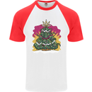 A Weed Christmas Tree Cannabis Trippy Mens S/S Baseball T-Shirt White/Red