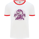 Viking Axe Skull Mens Ringer T-Shirt White/Red