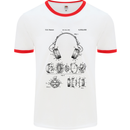 Headphones Patent Blueprint Dance Music DJ Mens Ringer T-Shirt White/Red