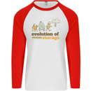 Storage Evolution Retro HD Drive USB Stick CD Mens L/S Baseball T-Shirt White/Red