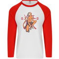 Chinese Zodiac Shengxiao Year of the Monkey Mens L/S Baseball T-Shirt White/Red