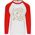 Bicycle Parts Cycling Cyclist Bike Funny Mens L/S Baseball T-Shirt White/Red