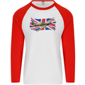 Hawker Hurricane with the Union Jack Mens L/S Baseball T-Shirt White/Red