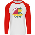 Torn Togo Flag Togolese Day Football Mens L/S Baseball T-Shirt White/Red