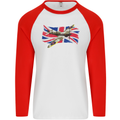 Supermarine Spitfire with the Union Jack Mens L/S Baseball T-Shirt White/Red