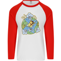 Climate Change Earth Destruction Nuclear War Mens L/S Baseball T-Shirt White/Red