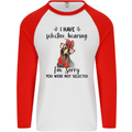 I Have Selective Hearing Sarcasm Slogan Mens L/S Baseball T-Shirt White/Red