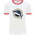 Quints Shark Fishing Amnity Island Great White Mens Ringer T-Shirt White/Red