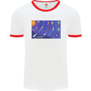 Galaxy Infographic Space Technology Planets Mens Ringer T-Shirt White/Red
