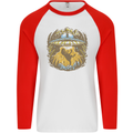 Dinosaur Abduction Aliens UFO T-Rex Mens L/S Baseball T-Shirt White/Red