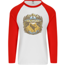 Dinosaur Abduction Aliens UFO T-Rex Mens L/S Baseball T-Shirt White/Red