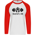 Spartans Gym Mens L/S Baseball T-Shirt White/Red