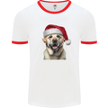 Christmas Golden Labrador Dog Xmas Hat Mens Ringer T-Shirt White/Red