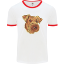 An Airedale Terrier Bingley Waterside Dog Mens Ringer T-Shirt White/Red