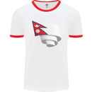 Curled Nepal Flag Nepalese Day Football Mens Ringer T-Shirt White/Red