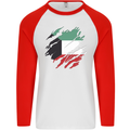 Torn Kuwait Flag Kuwaiti Day Football Mens L/S Baseball T-Shirt White/Red