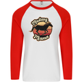 Mustang Mama Equestrian Horse Mens L/S Baseball T-Shirt White/Red