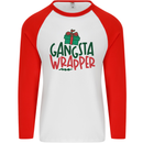 Gangsta Wrapper Funny Christmas Present Mens L/S Baseball T-Shirt White/Red
