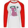 Offensive Teddy Bear F#uck You Funny Mens L/S Baseball T-Shirt White/Red