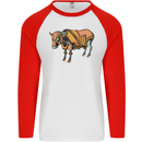 A Steampunk Bull Mens L/S Baseball T-Shirt White/Red