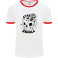 Stay Single Anti Valentines Singles Day Skull Mens Ringer T-Shirt White/Red