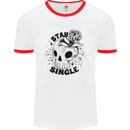 Stay Single Anti Valentines Singles Day Skull Mens Ringer T-Shirt White/Red