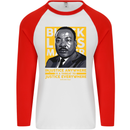 MLK Martin Luther King Black Lives Matter Mens L/S Baseball T-Shirt White/Red