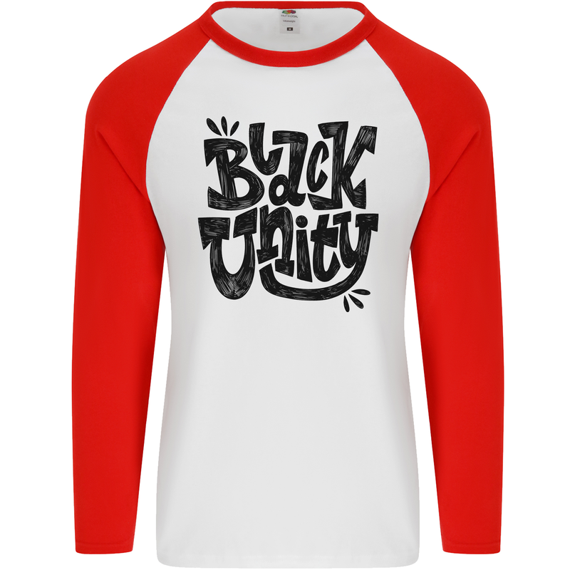 Black Unity Black Lives Matter Juneteenth Mens L/S Baseball T-Shirt White/Red