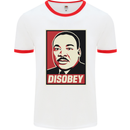 Disobey Martin Luther King Black Lives Matter Mens Ringer T-Shirt White/Red