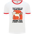 I Drink Tea and Know Things Funny Cat Mens Ringer T-Shirt White/Red