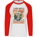 Dead Inside at Christmas Xmas Skull Mens L/S Baseball T-Shirt White/Red