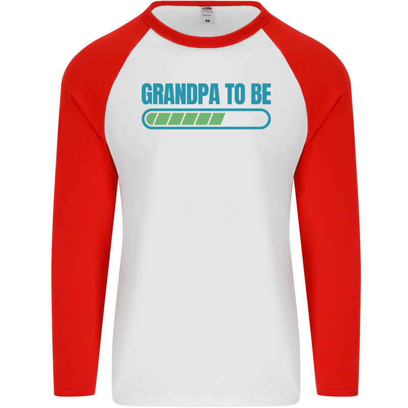 Grandpa to Be Funny New Baby Birth Mens L/S Baseball T-Shirt White/Red