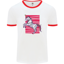 A Christmas Unicorn in Xmas Fairy Lights Mens Ringer T-Shirt White/Red
