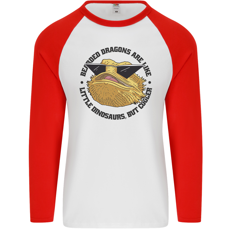 Bearded Dragons Are Like Little Dinosaurs Mens L/S Baseball T-Shirt White/Red