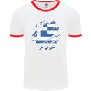 Torn Greece Flag Greek Day Football Mens Ringer T-Shirt White/Red