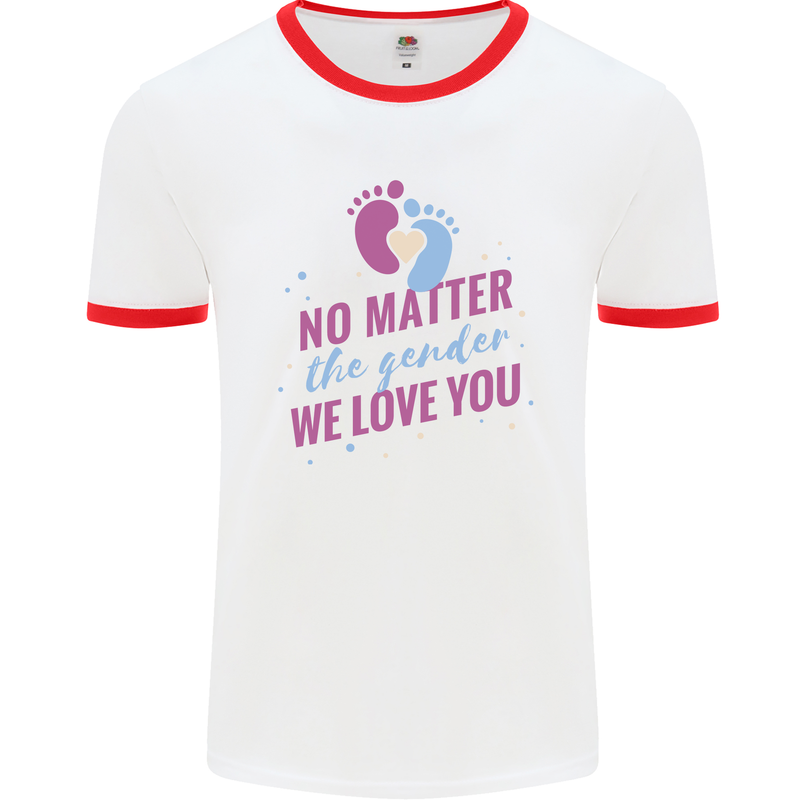 No Matter the Gender New Baby Pregnancy Pregnant Mens Ringer T-Shirt White/Red