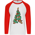 Hockey Christmas Tree Mens L/S Baseball T-Shirt White/Red