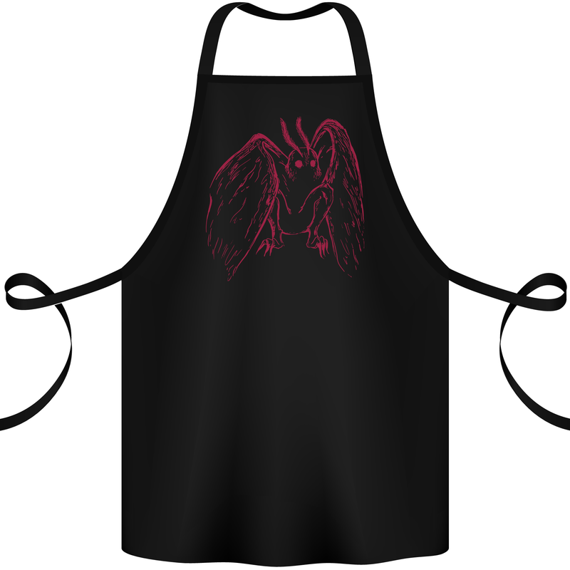 Red Mothman Cotton Apron 100% Organic Black