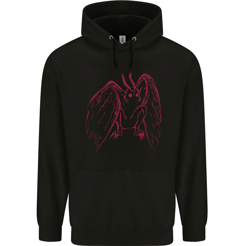 Red Mothman Mens 80% Cotton Hoodie Black