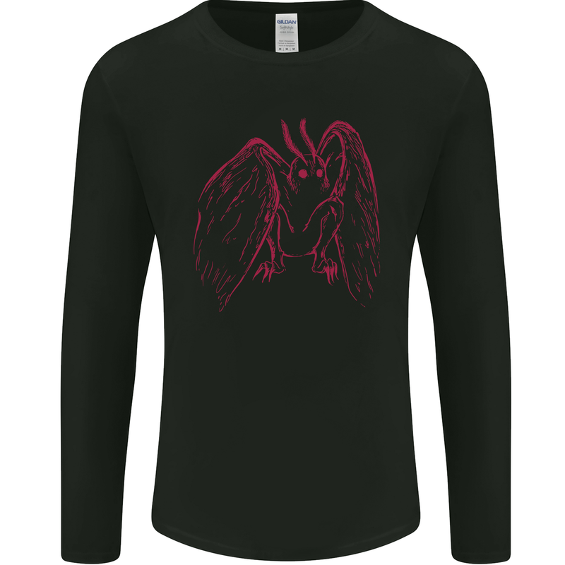 Red Mothman Mens Long Sleeve T-Shirt Black