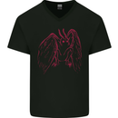 Red Mothman Mens V-Neck Cotton T-Shirt Black