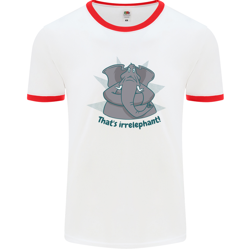 Irrelephant Funny Elephant Mens Ringer T-Shirt White/Red